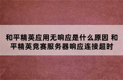 和平精英应用无响应是什么原因 和平精英竞赛服务器响应连接超时